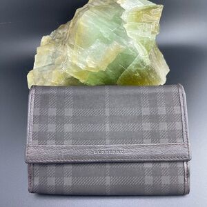 Burberry Brown Plaid Leather Wallet